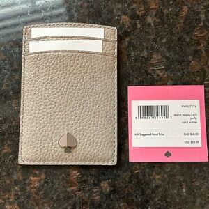 Kate Spade Gray Card Holder with Metallic Logo
